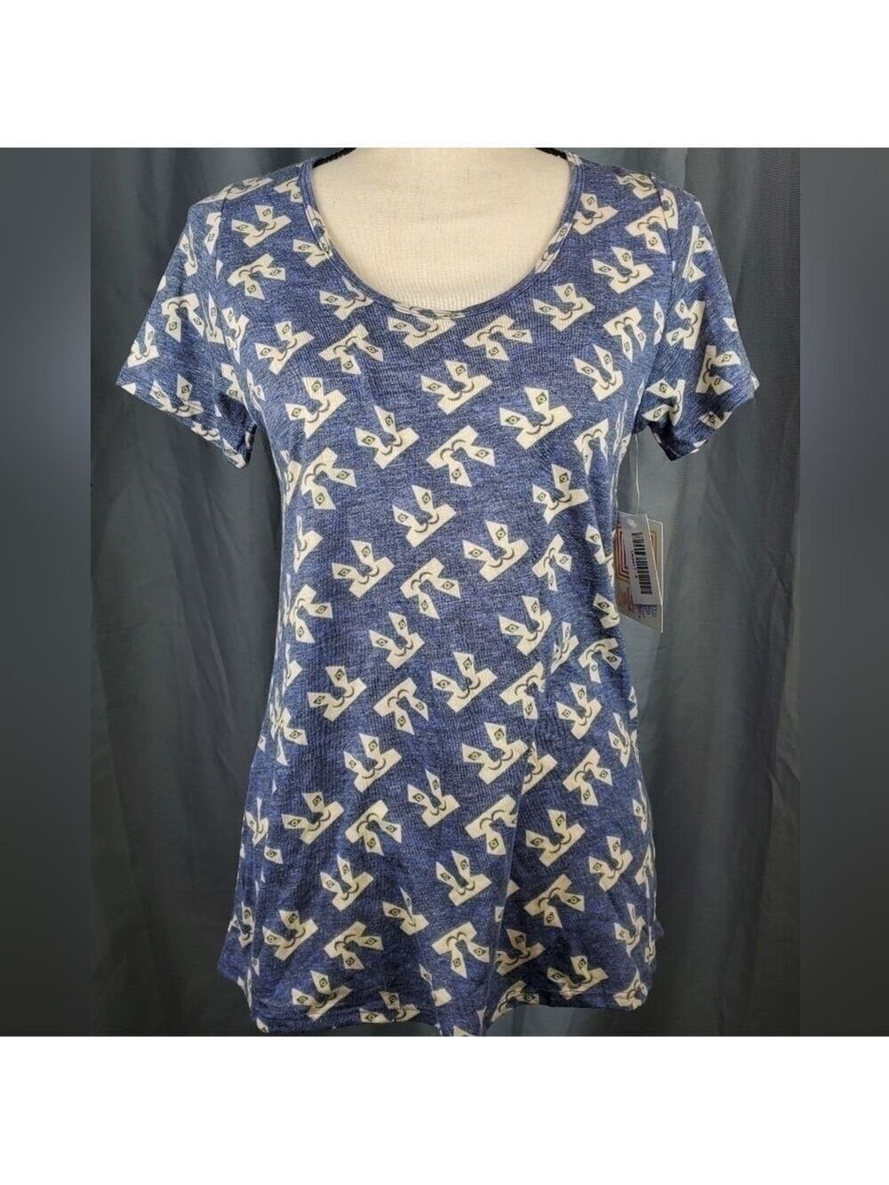 NWT Lularoe Classic T, blue and white animal face pattern, size S